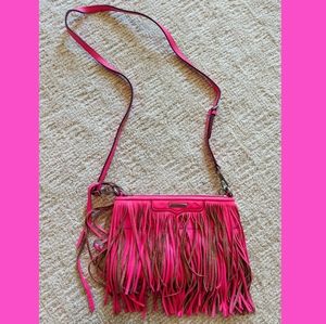 Rebecca Minkoff Hot Pink Fringe Crossbody Bag Purse